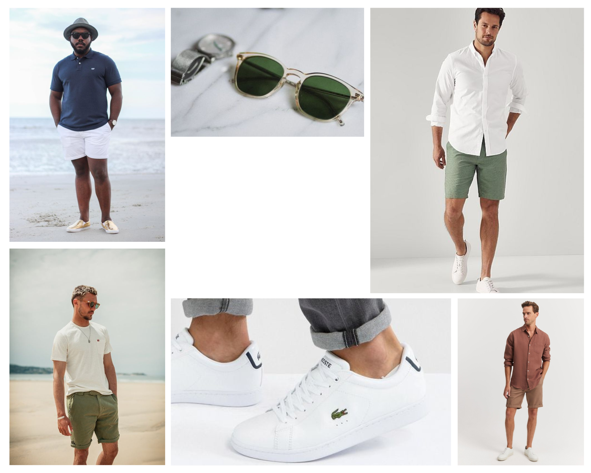 What to Pack for Your Euro Trip: Our Stylists’ Top Picks men wearing chino shorts sunglass white linen shirt