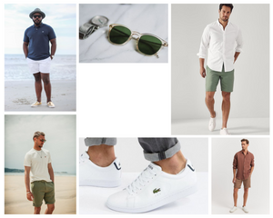 What to Pack for Your Euro Trip: Our Stylists’ Top Picks men wearing chino shorts sunglass white linen shirt