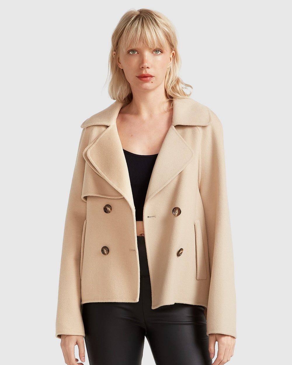 Another option for a jacket - pea coat in a pale oat colour