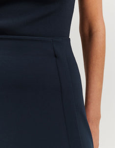 A-Line Skirt that you can dress up or down. Tonal pairing with either the blue pullover or navy shirt.