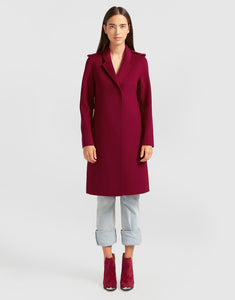 To Complete All Of Your Looks - Belted Wool Blend Coat in Magenta.