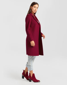 To Complete All Of Your Looks - Belted Wool Blend Coat in Magenta.