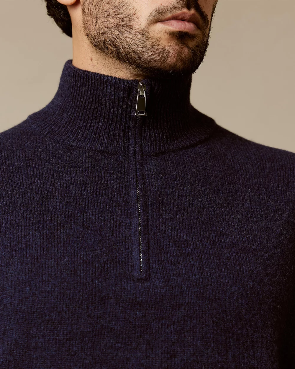 AERE - Premium Wool Half-Zip Sweater (Navy)