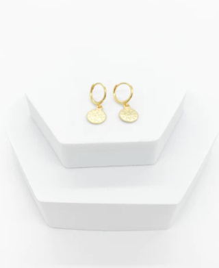18K gold plated pendant hoop earrings