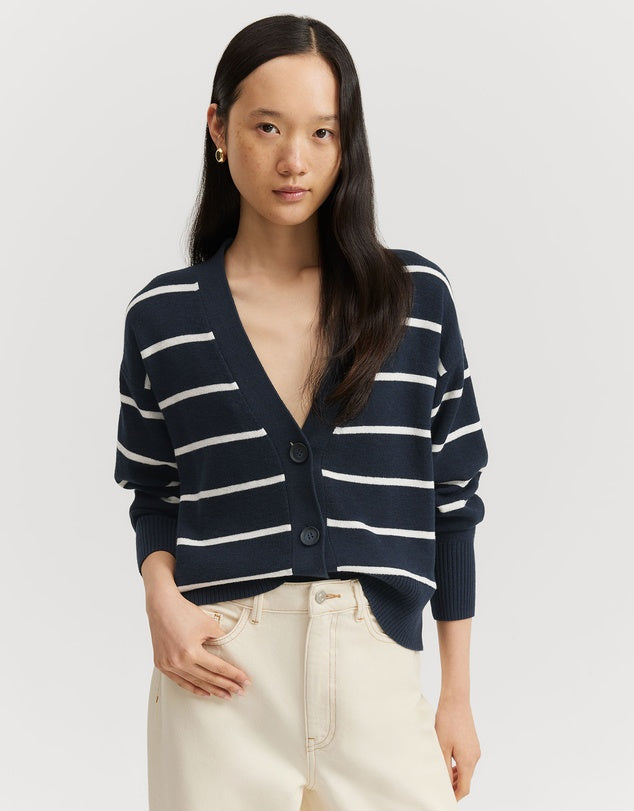 Cotton Linen Stripe Cardigan