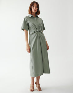 Cotton and Linen Blend Midi Dress